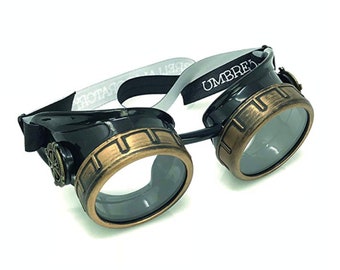 Steampunk Goggles-Rave Glasses Victorian Style with Compass Design, Colored Lenses & Ocular Loupe costume accessory gcg