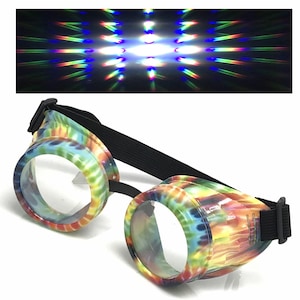 UV Glow in The Dark Steampunk Rave Steampunk Goggles Prism Diffraction Glasses pastel goth punk edm music festival dance for Burning man