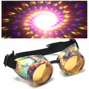 Gafas UV que brillan en la oscuridad Steampunk Rave Steampunk Difracción en espiral Gafas redondas retro pastel goth punk edm festival de música baile