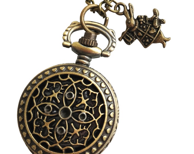 Steampunk Clock, Steampunk Jewelry, Steampunk Watch Necklace, Alice in