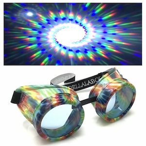 UV Glow en The Dark Steampunk Rave Steampunk Gafas Desfraccionada Retro Round Gafas pastel glas glas edm música festival dance