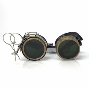 Steampunk Goggles-Rave Glasses Victorian Style with Compass Design, Colored Lenses & Ocular Loupe costume accessory gcg image 7
