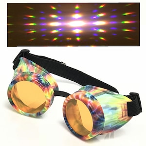 UV Glow in The Dark Steampunk Rave Steampunk Goggles Prism Diffraction Glasses pastel goth punk edm music festival dance for Burning man
