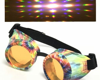 UV Glow in The Dark Steampunk Rave Steampunk Goggles Prism Diffraction Glasses pastel goth punk edm music festival dance for Burning man