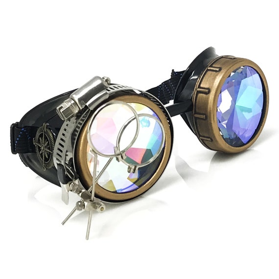 Steampunk Goggles-rave Glasses Victorian Style With Compass Design, Colored  Lenses & Ocular Loupe Costume Accessory Gcg -  UK