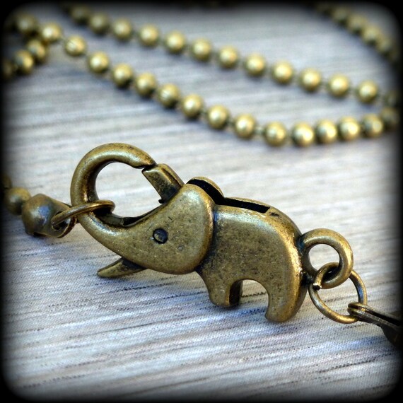 Handmade Antique Bronze Steampunk Elephant Necklace