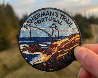 Embroided Iron-On Patch Aufnäher Fischerweg Portugal Rota Vicentina
