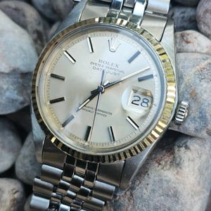 Vintage Rolex Datejust 1601 silver Dial Men&#39;s Automatic Watch 1971 Box Pack Whit Paper