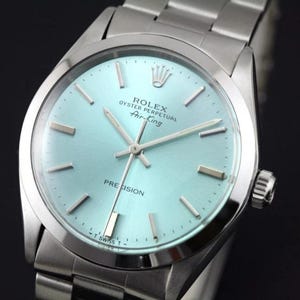 Rolex Vintage Watch Rolex Ref 5500 cal 1520 Air King 34m Automatic lce Blue dial Watch With Box & Paper