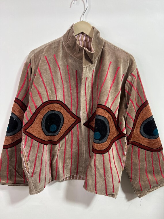 Hand-Embroidered Suzani Velvet Jacket – Boho Eye Design, Festival Coat | Gift for her