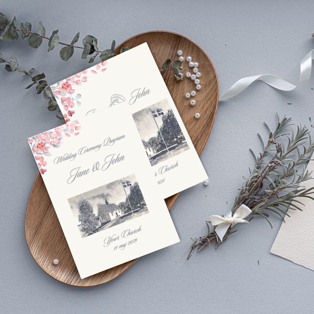 Reception Program Cards Wedding Ceremony & Reception Program Set | Editable Canva Templates ...