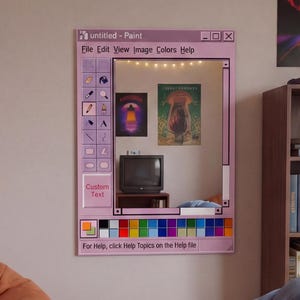 Pinker benutzerdefinierter Text MS Paint Fensterspiegel, Retro-Computer-Oberfläche Wanddekor, Y2K Nostalgie Desktop Art, handgemachtes Pixel Geschenk für Designer