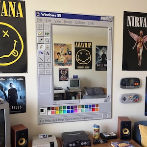 MS Paint Window Mirror, Retro Computer Interface Wall Decor, Y2K Nostalgia Desktop Art, Paint Handmade Pixel Mirror Gift for Designers