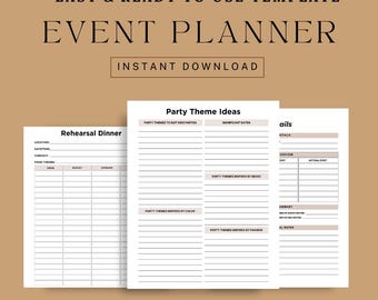 Digital Event Planning Book, Digital Event Planner, Event Planning Template, Event planner notebook, Event organizer template, Guest list