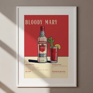 Bloody Mary Pixel Art Poster – Retro Cocktail Recipe Wall Art (Digital Download)