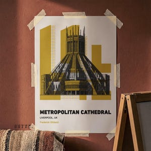 Metropolitan Cathedral Midcentury Brutalist Art - Textured Landmark Print