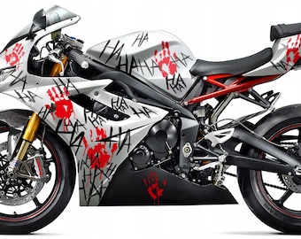 Set 2 Pcs JDM Scary Ahahah with Bloody Hands Sticker Decals Motorbike Sport Style Graphics | Pattern Moto Wrap Vinyl Decals | Funny Graphics
