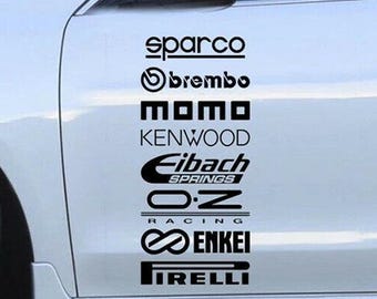 Set Cut Emblem Graphic Sponsor Stickers, Racing Brand Decals, JDM Drift Tuner Turbo Brake Tires Wheels Exhaust Project Car Enthusiast Decals
