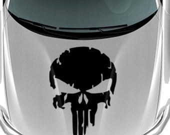 Set 2 Pcs Grim Punisher Skull Vinyl Sticker Decals Spooky Hoor Roof Auto Stickers decor Chat Griffe Cover Sticker DIY Auto | Funny Graphics
