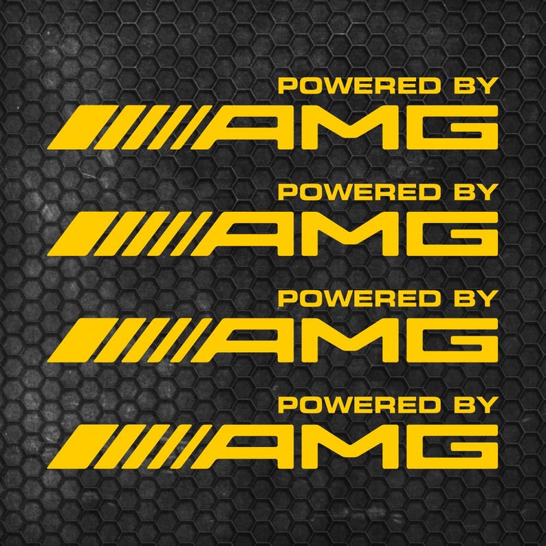 Set 4 Pcs Powerd by AMG Logo Decal Sticker Sport Racing Emblem ...