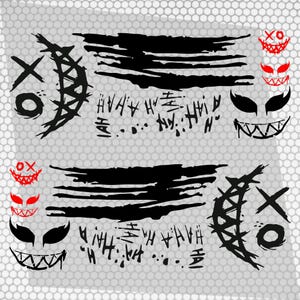 Set 2 Pcs JDM Decals Joker Car Sticker Graphics Both Sides Sports Style Scary Ahahah Pattern Accessories Wrap Vinyl Decals | Funny Graphics Preto Mate