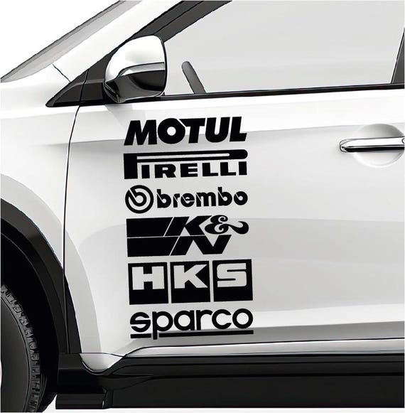 Set 2 Pcs Both Sides Cut Emblem Graphics Sponsor Stickers, Racing