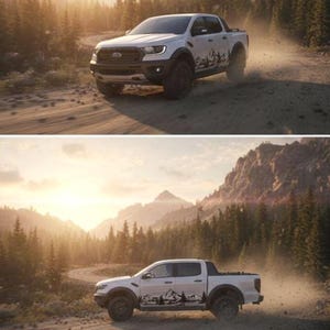 Set Car Van Camper Adventure Mountains Graphics Both Sides Decals. Mountains Forest Trees adhesives, Color Stripes Adhesives Offroad Trucks image 2