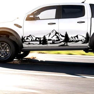 Set Car Van Camper Adventure Mountains Graphics Both Sides Decals. Mountains Forest Trees adhesives, Color Stripes Adhesives Offroad Trucks image 4