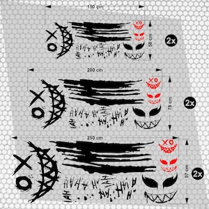 Set 2 Pcs JDM Decals Joker Car Sticker Graphics Both Sides Sports Style Scary Ahahah Pattern Accessories Wrap Vinyl Decals | Funny Graphics image 4