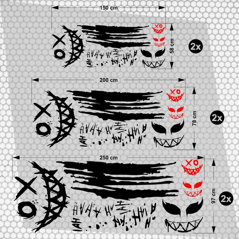 Set 2 Pcs JDM Decals Joker Car Sticker Graphics Both Sides Sports Style Scary Ahahah Pattern Accessories Wrap Vinyl Decals | Funny Graphics image 4