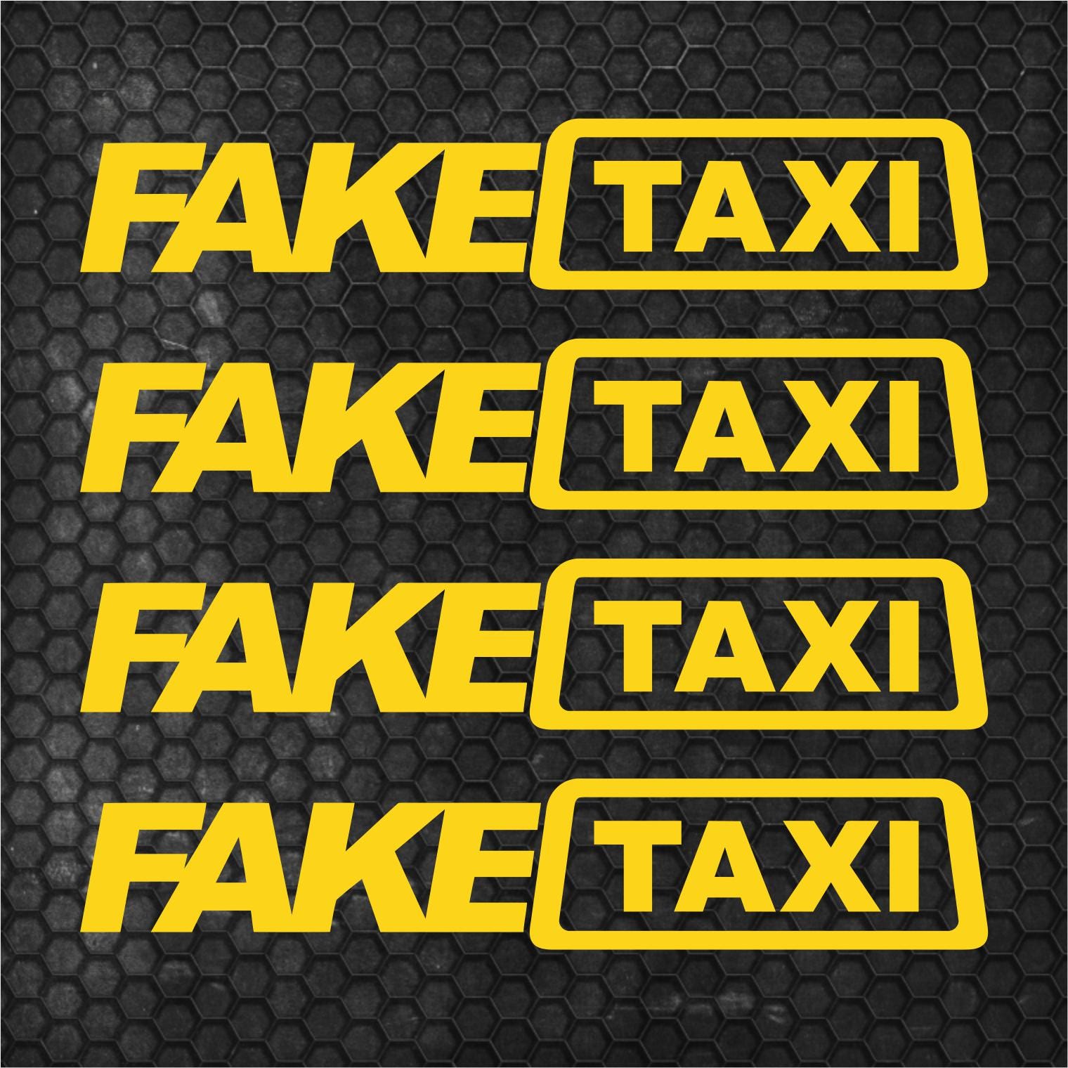 Pixel Lab Designs Fake Taxi Stickers (x2) – Funny Vinyl Decal For Car, Laptop, Window, Bumper – White, Glossy