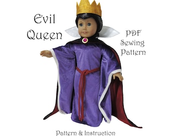 Snow White Evil Queen American Girl Doll Clothes Pattern 18 inch Doll pattern PDF