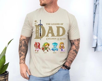 Gepersonaliseerde The Legend Of Dad T-shirt, Zelda Dad Shirt, Zelda Link Shirt, Breath Of The Wild Shirt, Custom Family Legend Of Zelda Shirt