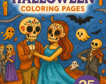 Halloween Coloring Pages for Adults, Teens, Kids| 25 Printable Sheets | Halloween Party Games, PDF Coloring Sheets Skulls, Skeletons, Ghosts