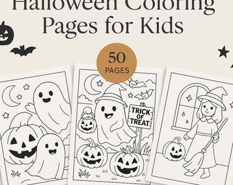 Halloween Coloring Activity for Kids | 50 Printable Halloween Coloring Pages| Fun Halloween Activity Book | Instant PDF Download