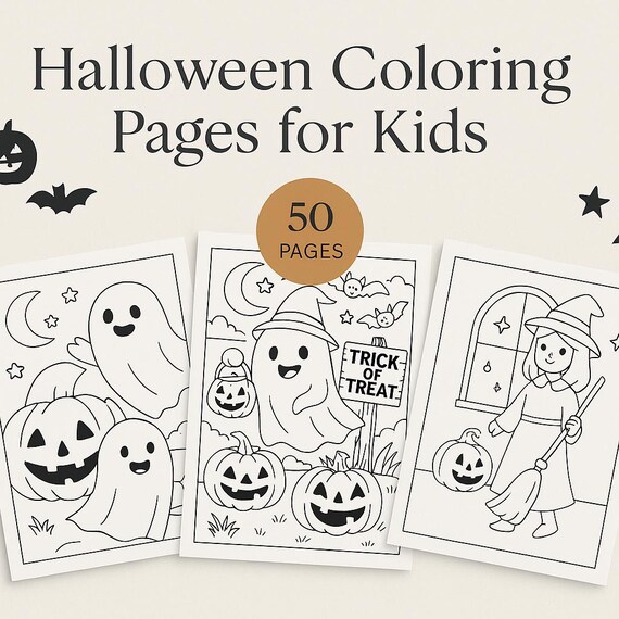 Halloween Coloring Activity for Kids | 50 Printable Halloween Coloring Pages| Fun Halloween Activity Book | Instant PDF Download