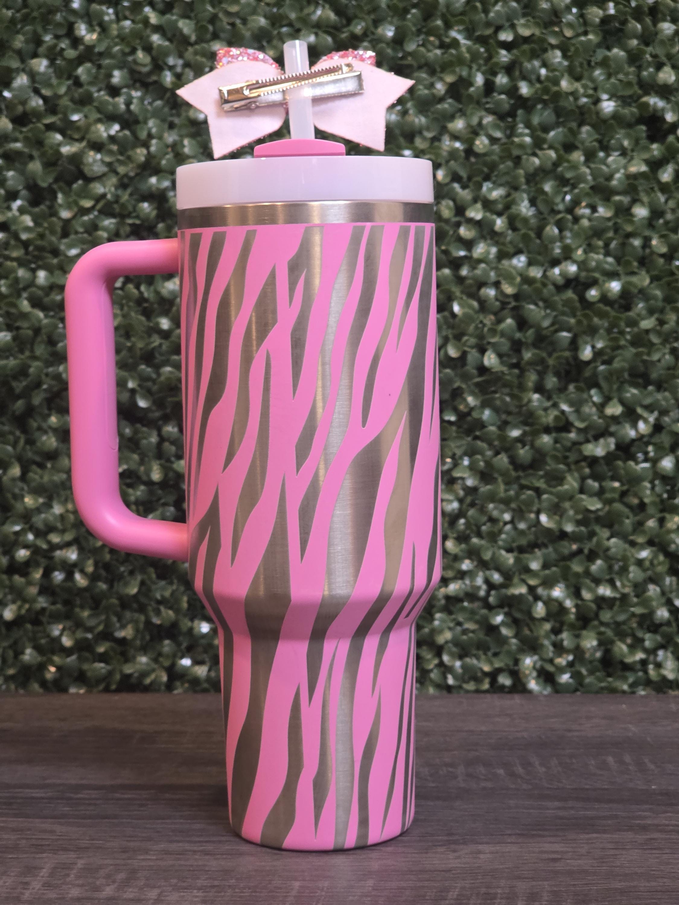 Zebra Stanley Cup 40oz | AUTHENTIC | Pink Custom Laser Engraved