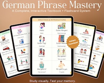 Essentielle Deutsche Redewendungen | Deutsch lernen für Anfänger PDF | Visuelle Sprachführer + Karteikarten für Reisen & alltägliche Konversation