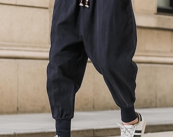 Cotton Linen Harem Pants: Relaxed Fit Lightweight Trousers