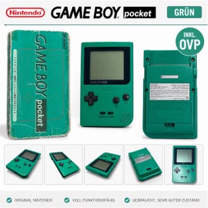 Nintendo Game Boy Pocket Green Handheld Game Console incl. Original Packaging - Retro - Handheld Retro Gaming Vintage Video Game Console image 1