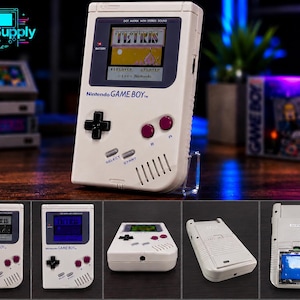 Nintendo Game Boy Classic DMG-01 Grå IPS Q5 Skärm/Batteri Mod Nytt Fodral - Handhållen Retro Gaming - Vintage Retro Spelkonsol bild 1