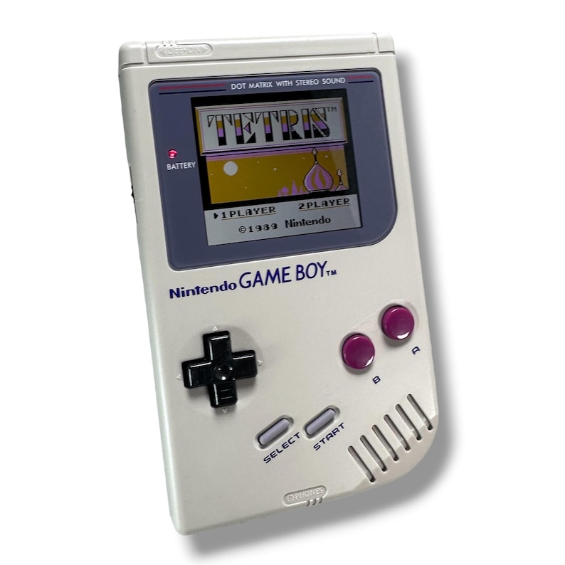Nintendo Game Boy Classic DMG-01 Grå IPS Q5 Skärm/Batteri Mod Nytt Fodral - Handhållen Retro Gaming - Vintage Retro Spelkonsol bild 2