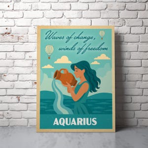 Aquarius Zodiac Print: Modern Astrology Wall Art (Digital Download)