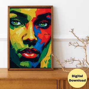 Jamaica Abstract Art Print: Caribbean Woman, Island Map (Digital Download