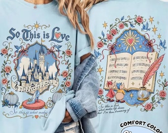 Vintage Coquette Bow Princess Cinderella Comfort Colors® Shirt, So This Is Love Clothing Graphic Tee, Disneyland Family Matching Trip Shirt