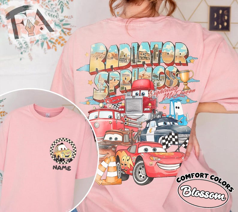 Custom Disney Cars Two Sides Shirt, Radiator Springs Family Trip T-shirt, Personalize Lightning McQueen Mater Mack Shirt, Cars Land Tee bild 5