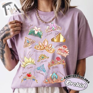 Disney Princess Tiaras Shirt, Cinderella Ariel Belle Jasmine Crowns Tee, Magic Kingdom Vacation Tshirt, Disney Princess Family Trip 2026 image 4