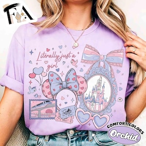 Disney Girl Shirt, Coquette Bow Tee, Literally Just A Girl, Disneyland Trip, Minnie Ears Park Shirt, Disney 2026 Shirt, Disneyland Trip Tee