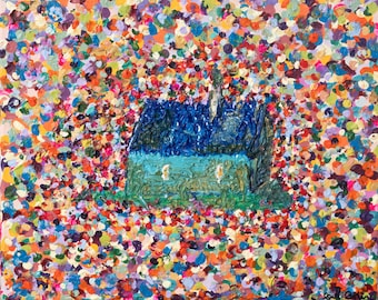Pintura de granja irlandesa, impresión de arte abstracto texturizado, hecha en Irlanda, pintura rural texturizada, arte mural de Irlanda, pintada a mano,