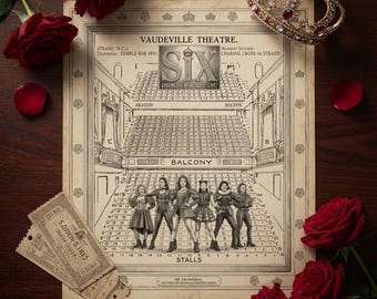 Six Musical Inspired Theatre Seating Plan Print | Vintage West End Wall Art | Theatre Lover Digital Download | Gallery Print